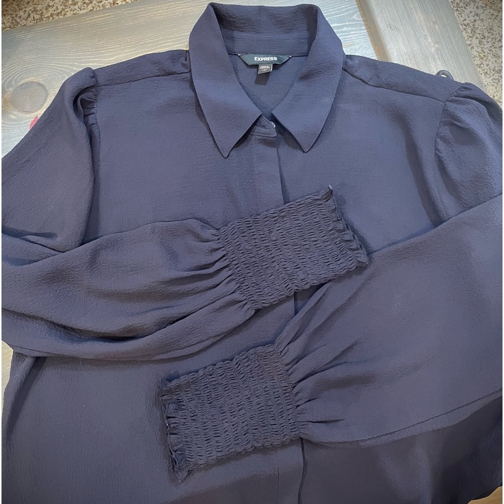 Express ruched cuff blouse